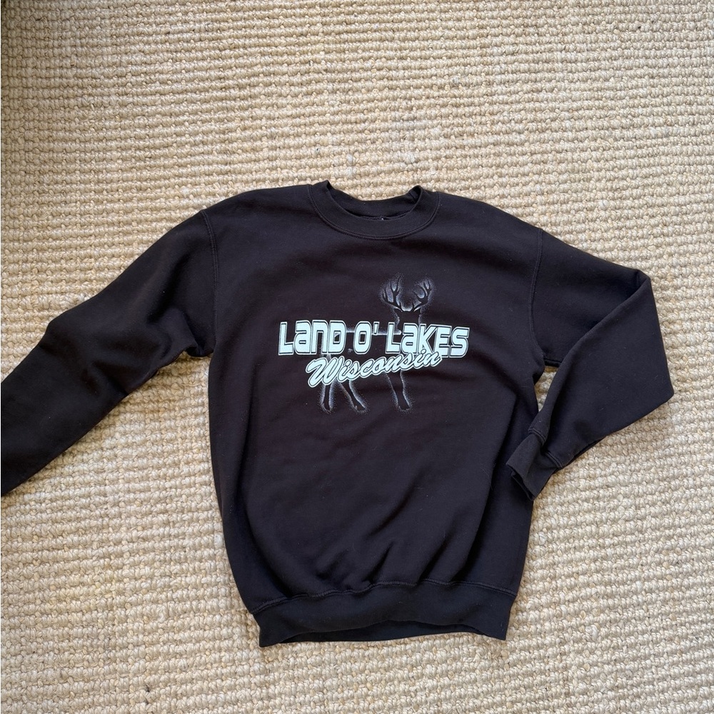 Chocolate Brown “Land-O-Lakes Wisconsin" Graphic Crewneck Sweatshirt